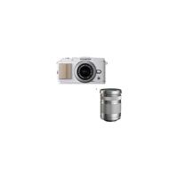 Olympus E P3 Pen Digital Camera Silver with MZuiko 17mm f28 Silver Lens Olympus M Zuiko Digital ED 40 150mm f40 56 R Zoom Lens Silver