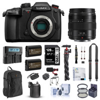 

Panasonic Lumix GH5 II Mirrorless Digital Camera with 12-35 F/2.8 Lens Bundle with 128GB SD Card, Backpack, 2x Extra Battery, Dual Charger, Shoulder Strap, Mic, Filter Kit and Accessories