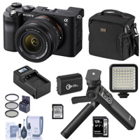 

Sony Alpha 7C Mirrorless Digital Camera with FE 28-60mm Lens, Black, Bundle with Sony ACCVC1 Vlogger Accessory Kit, Bag, 128GB SD Card, Extra Battery, Charger, LED Light and Accessories