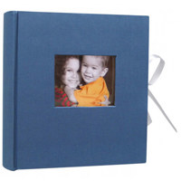 Kleer-Vu Photo / Memo Album with Window, Flower Fabric with Ribbon, Este Collection, Cover Color Black, Holds 256 4" x 6" Photos, 2 Per Page.