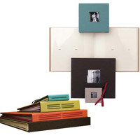 Kolo Cortina Lux Scrapbook Page Album, 7&frac12;" x 8&frac14;" (Choc/Camel Cover - Soft White Pages)