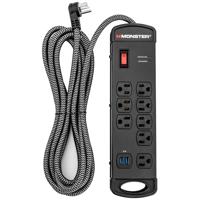 Monster Cable Pro MI 8-Outlet Surge Protector with 2x USB Ports and 15' Cord, Black
Monster Cable Pro MI 8-Outlet Surge Protector with 2x USB Ports and 15' Cord, Black