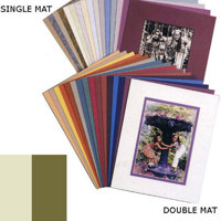 Milburn Double White Core 8" x 10" Mat for 5" x 7" Photos, Pompano White with Williamsburg Blue Border and a Beveled White Accent around Window.