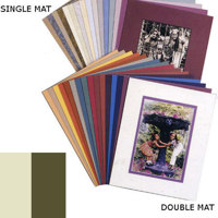 Milburn Double White Core 8" x 10" Mat for 5" x 7" Photos, Pompano White with Avacado Border and a Beveled White Accent around Window.