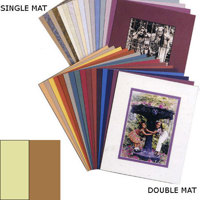 Milburn Double White Core 8" x 10" Mat for 5" x 7" Photos, Cream with Topaz Border and a Beveled White Accent around Window.