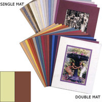 Milburn Double White Core 8" x 10" Mat for 5" x 7" Photos, Cream with Oak Brown Border and a Beveled White Accent around Window.
