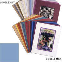 Milburn Double White Core 11" x 14" Mat for 8" x 10" Photos, Pompano White with Sunset Clay Border and a Beveled White Accent around Window.