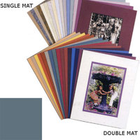 Milburn Single White Core 16x20" Mat for 11x14" Print - Williamsburg Blue with a Beveled White Accent around Window.