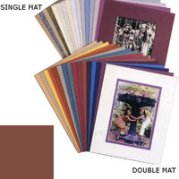 Milburn Single White Core 8x10" Mat for 5x7" Print - Oak Brown with a Beveled White Accent around Window.