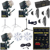 Novatron D1500 3 Head Pro Kit with 1500 w s Pack 3 Heads  3 Stands  2 Umbrellas amp Hard Case