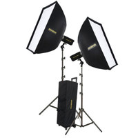 Lupo 200 Striplight 2000 4 x 55 Watt Fluorescent Light with DMX and Manual Control Barndoors and Yoke Complete with 4 x 5400K Lamps