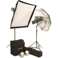 Interfit Photographic Combo Pro 700 watt second Softbox Kit  with 2 Monolights  Reflectors  Softboxes  Lightstands  Carry Bags