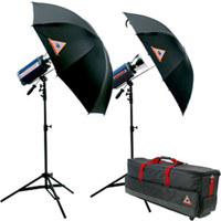 Photoflex StarFlash 650 Gemini Umbrella Kit with 2 Monolights Mounts Light Stands Case