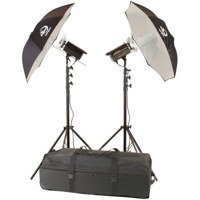 Photogenic Radio Solair Kit with 2 PLR1000DRC 1000ws Powerlights with Built in Pocket Wizard Receiver with Stands Umbrellas Case with Wheels PLR250K