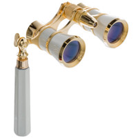 Adorama 3 x 25 Iolanta Opera Glass Binocular with Built-In Extendable Handle, Titanium with Gold Trim
