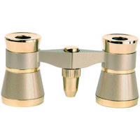 Adorama 3 x 25 Othello Opera Glass Binocular with Red Reading Light, Platinum with Silver Trim