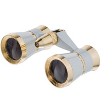 Adorama 3 x 25 Othello Opera Glass Binocular with Red Reading Light, Titanium with Gold Trim