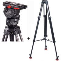 Sachtler 0742 System FSB8 T MD with FSB8 T Fluid Head Aluminum Tripod Legs DA 75 Long Set Mid Level Spreader 75 Padded Bag DV 75 L Supports 20 lbs Maximum Height 62