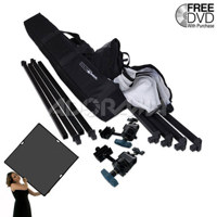 Savage 3000 Watt Quartz Light Kit, 3 1000W Fan Cooled Quartz Lights with Softboxes, Stands, Carry Case and with Seamless Background Paper, 53" wide x 12 yards, Super Black
