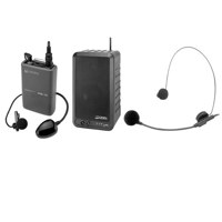 Azden APS 25b US2 Battery Powered 20 Watt Multi Function 2 Way Speaker System  with 2 installed UHF Wireless Receivers  10BT Bodypack Transmitters amp HS 12 Headset Mics