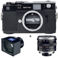 Zeiss Ikon M Mount 35mm Rangefinder Camera Bundle with Black Body Black 35mm f20 T ZM Biogon Lens and Lens Hood