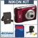 Nikon Coolpix L20 Digital Camera Kit, Deep Red With 4GB SD Memory Card, Camera Case, Professional Lens Cleaning Kit