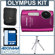 Olympus Stylus Tough 3000 Digital Camera Kit,- Pink - with 4GB SD Memory Card, Camera Case, Table Top Tripod
