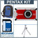 Pentax Optio W80 Waterproof Digital Camera Kit, - Red - with 4 GB SD Memory Card, Camera Case, Table Top Tripod,