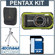Pentax Optio W90 Digital Camera Kit - Green - with 4GB SD Memory Card, Camera Case, Table Top Tripod