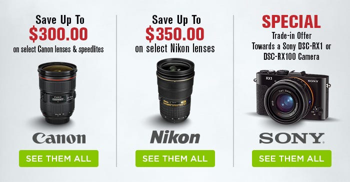 Save Up To $300 on Select Canon Lens & Speedlites