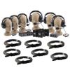 Anchor Audio PC-2000 2 Channel Power Console, 1 Dual Headset, 5 Single Headsets, 6 Belt Packs, 1 Branch Box, 7 50ft Cables and Sturdy Cardboard Case