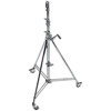 Avenger 12.8' Wind Up 39 Cine Stand with Braked Wheels, 3 Sections, 2 Risers and 1 Leveling Leg, Chrome Steel