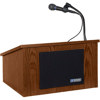AmpliVox S250 Tabletop Lectern System with 50 Watt Amplifier, Handheld Microphone &amp; Gooseneck Microphone Stand, Walnut