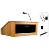 AmpliVox SW3025 Wireless Tabletop Victoria Lectern with 50 Watt Amplifier and Handheld Microphone, Natural Oak