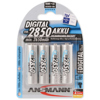 Ansmann AA Nickel Metal hydride 2850mah Rechargeable Batteries, Pack of Four