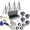 Arri Arrilite 1000/4 Heavy Duty Kit with 4 1000 Watt Open Face Tungsten Flood Lights, Bulbs and Accessories, 4,000 Watts, 120 Volts.