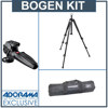 Manfrotto 190XB 3 Section Black Aluminum Tripod Kit, with Manfrotto 327RC2 Lightweight Magnesium Body Joystick Head, &amp; Adorama Tripod Case