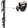 Manfrotto 680B Compact 4-Section Monopod, Black Anodized with 234 Swivel Tilt Head
