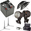 Dynalite MK16-1222 Kit with MP1600 1600W/s RoadMax Power Pack, Two MH2050 RoadMax Flash Heads, Compact 40in Umbrella and Light Stand