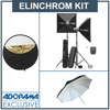 Elinchrom D-Lite 2 it 200Ws 2-Light To Go Set (90-260VAC) with Stands, Built-In Skyport Wireless Receiver, Automated Cooling Fan - Bundle - with Westcott Photo Basics 40" 5-in-1 Collapsible Reflector, &amp; Adorama 33" White Interior Umbrella with Removeable Black Cover