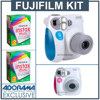 Fujifilm Instax Mini 7S Instant Film Cameras His and Hers Gift Pack, with 1 White with Blue trim Camera, and 1 white with Pink Trim Camera, & 2 Fujifilm Instax Mini Instant Daylight Film Twin Packs, 20 Exposures ea.