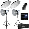Flashpoint 1820A Portrait Wedding Monolight Kit, with Two 1820 Monolights, Stands,snoot, Umbrellas &amp; Case.