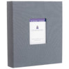 Gallery Leather 3 Ring Compact Bookcloth 9" x 8" Album with Bonded Leather Gray Covers, 60 Pages holds Two 3" x 5", 4x6" Photos per Side, with Cover Photo Window.