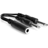 Hosa 6" Mono 1/4" Female to Two Mono 1/4" Male Y-Cable