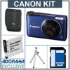 Canon PowerShot A2200 Digital Camera Kit with 8GB SD Memory Card, Camera Case, Table Top Tripod, Spare NB-8L Type Lithium-ion Battery, Blue