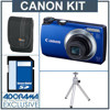 Canon Powershot A3300 Digital Camera Kit - Blue - with 4GB SD Memory Card, Camera Case, Table Top Tripod