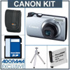 Canon Powershot A3300 Digital Camera Kit - Silver - with 8GB SD Memory Card, Camera Case, Table Top Tripod, Spare NB-8L Type Lithium-ion Battery