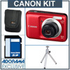 Canon PowerShot A800 Digital Camera Kit - Red - with 4GB SD Memory Card, Camera Case, Table Top Tripod