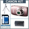 Canon PowerShot ELPH 500 HS Digital ELPH Cameraa Kit - Pink - with 4GB SD Memory Card, Camera Case, Table Top Tripod