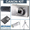 Canon PowerShot ELPH 520 HS Digital ELPH Camera Kit - Silver - with 8GB microSDHC Memory Card, Spare NB-9L Type Lithium-ion Battery, Camera Case, Table Top Tripod